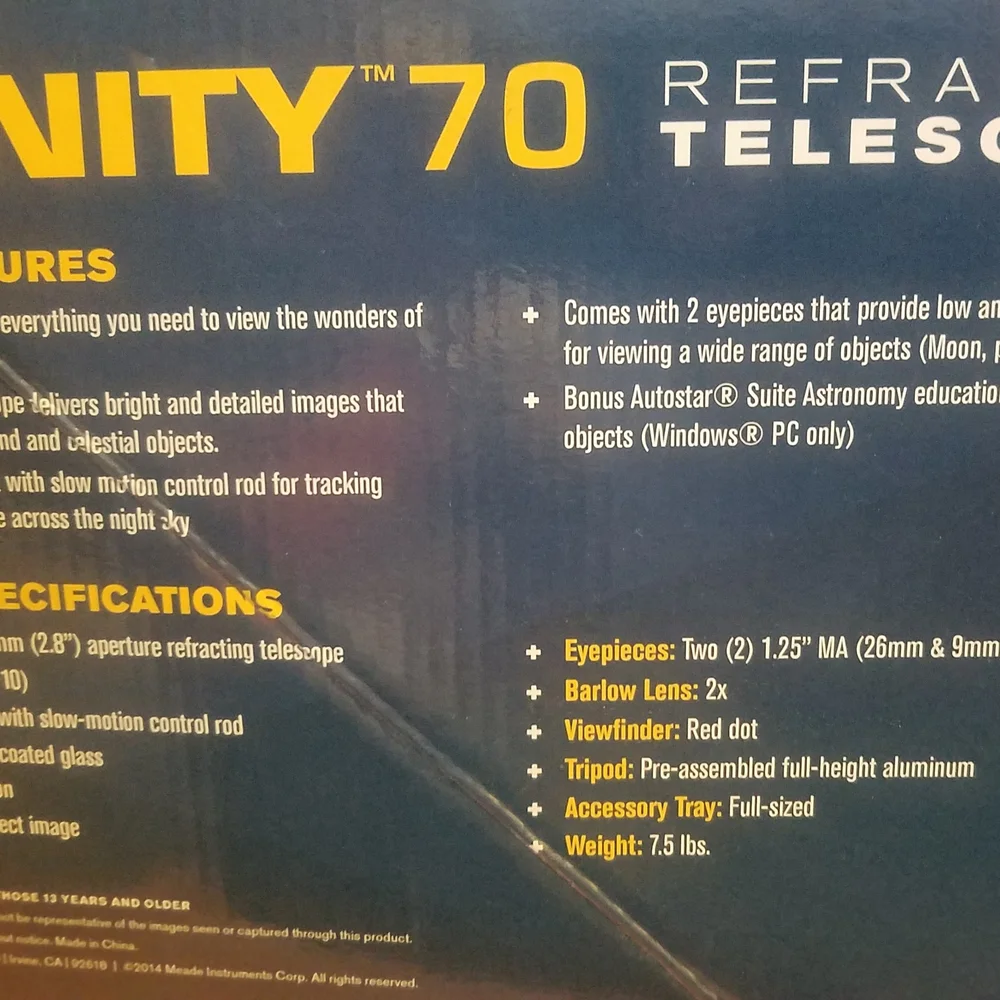 Meade Infinity 70 telescopes for sale used once